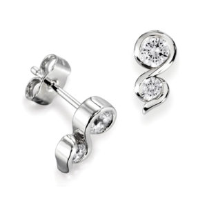2 Stone Round Diamond Earrings JSD245